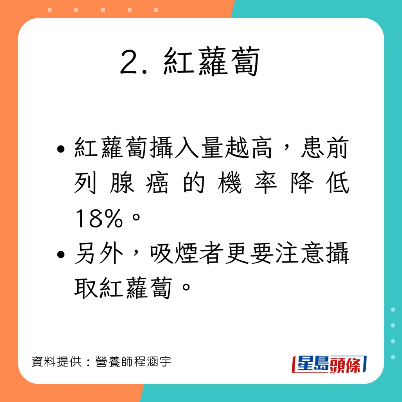 營養師程涵宇分享有助減低患癌風險的食物。