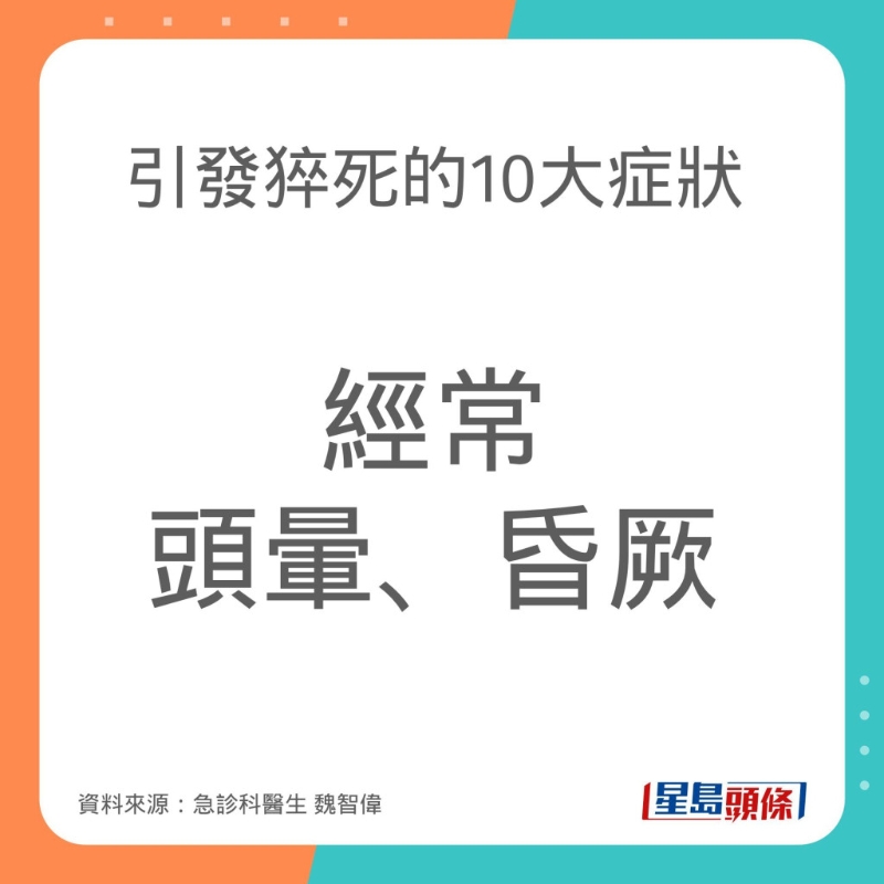 引致猝死的10大症状