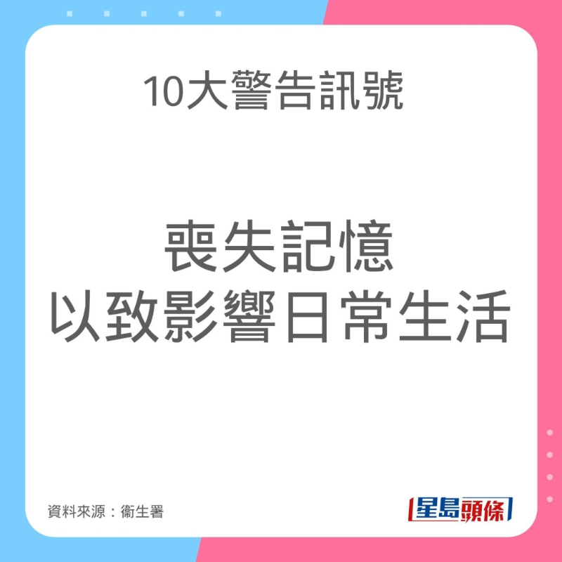 認知障礙症（腦退化症）10大警告訊號