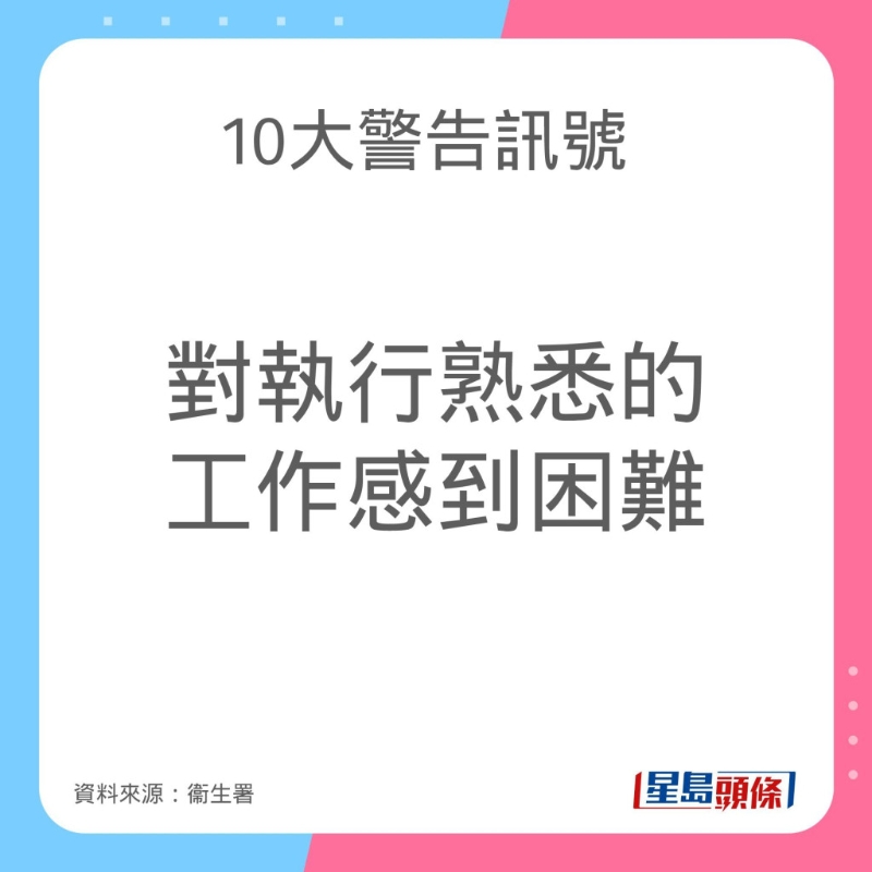 認知障礙症（腦退化症）10大警告訊號