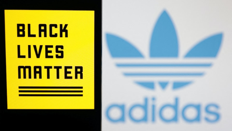 Adidas称，「黑人的命也是命」基金会的三条纹标志可能会「淡化」Adidas商标的独特性。 路透社