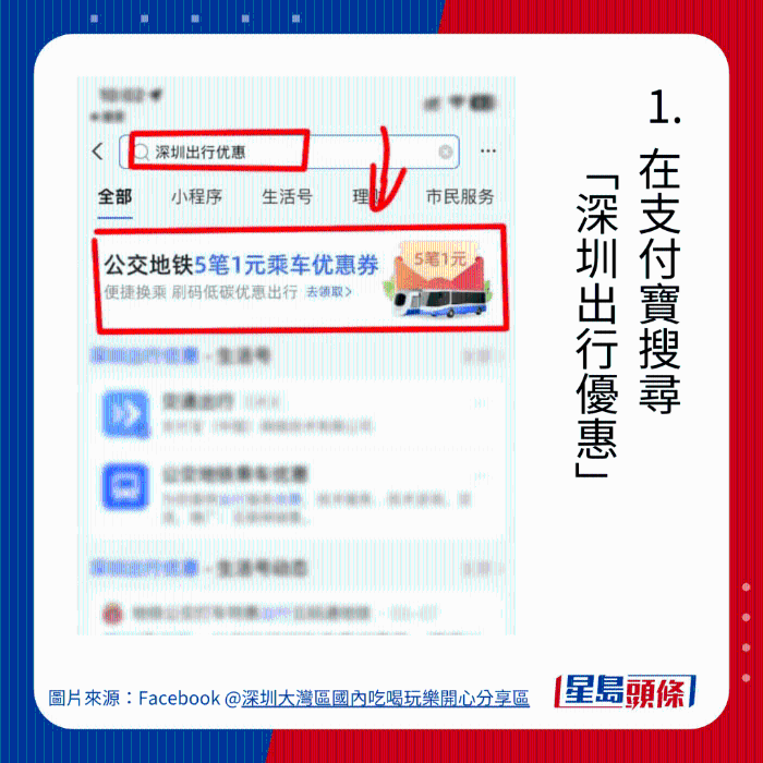1. 在支付宝搜寻 “深圳出行优惠”
