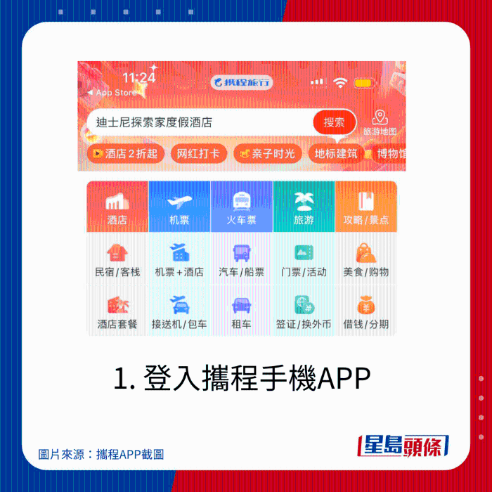 1. 登入携程手机APP