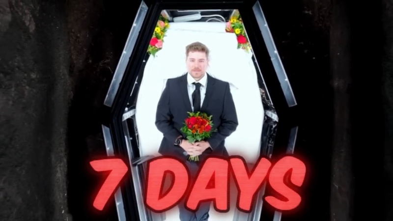 MrBeast挑战“瞓棺材」活埋7天。 Youtube MrBeast挑战“瞓棺材」活埋7天。 Youtube