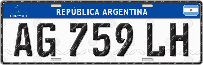 阿根廷2016年起使用的车牌款式。 Wiki