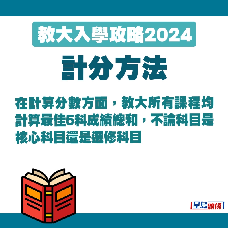 教大所有课程均计算最佳5科成绩总和。