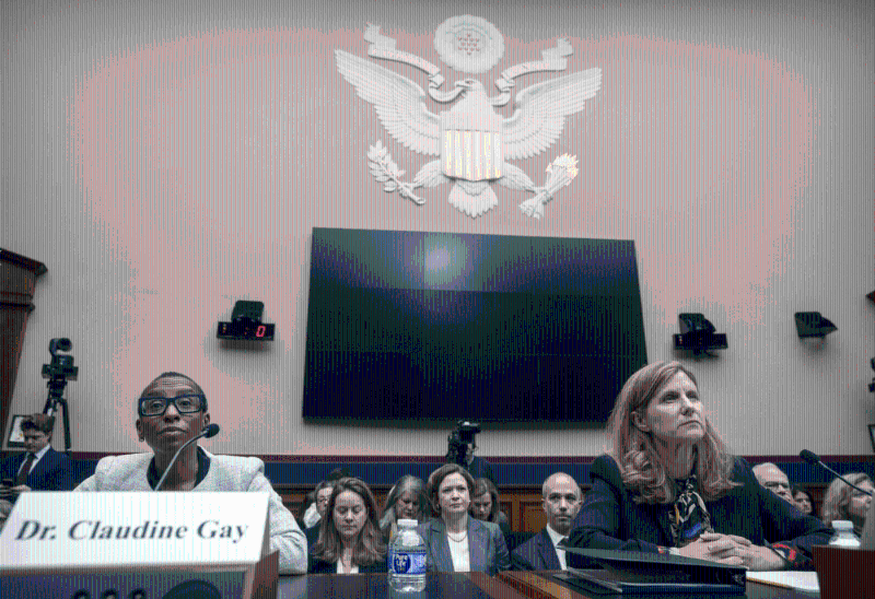 今月5日,玛吉尔与哈佛大学校长盖伊(左)出席众议院教育与人力事务委员会时,成为众矢之的。美联社 今月5日,玛吉尔与哈佛大学校长盖伊(左)出席众议院教育与人力事务委员会时,成为众矢之的。美联社