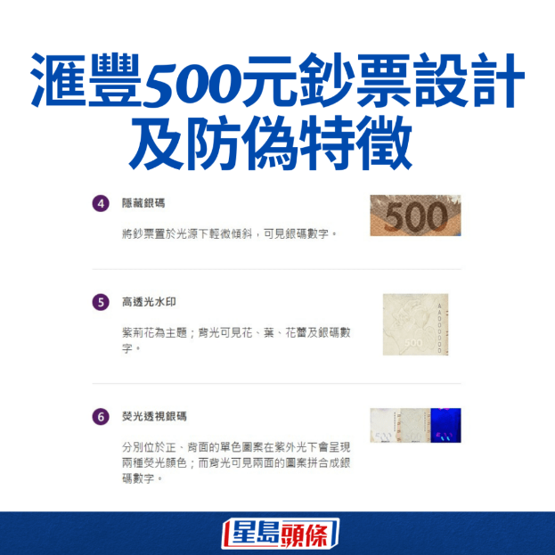 汇丰500港元钞票防伪特征 汇丰500港元钞票防伪特征