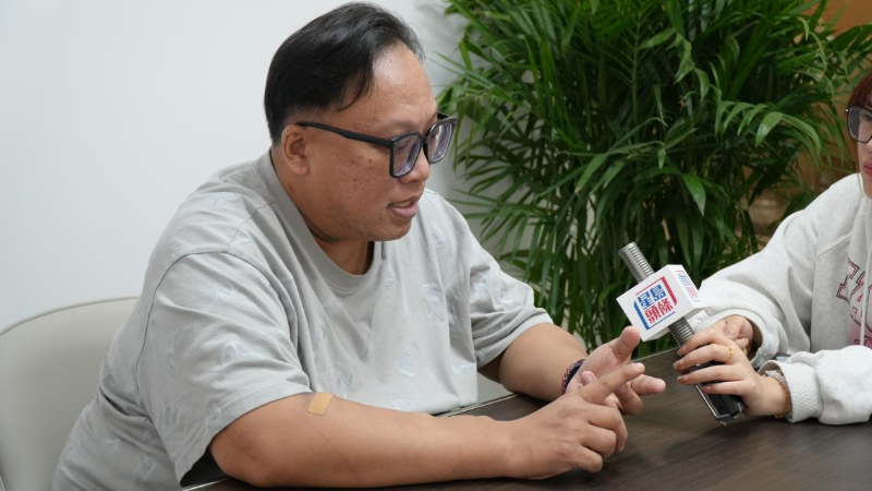 香港肾友欧阳先生接受访问。 香港肾友欧阳先生接受访问。