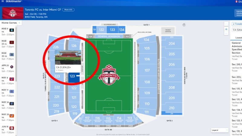 门票被炒至逾1800加币。 (售票平台「Ticketmaster」) 门票被炒至逾1800加币。 (售票平台「Ticketmaster」)