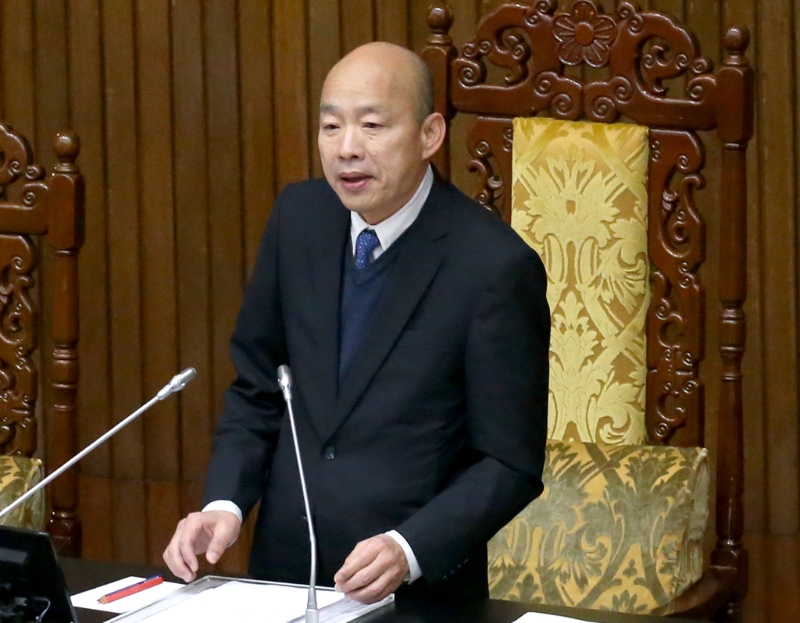 韩国瑜（图）力邀政大教授卢业中出任台湾“民主基金会”执行长。（资料照）