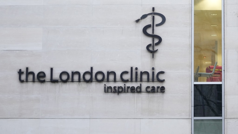 凯特在London Clinic住院休养。 美联社