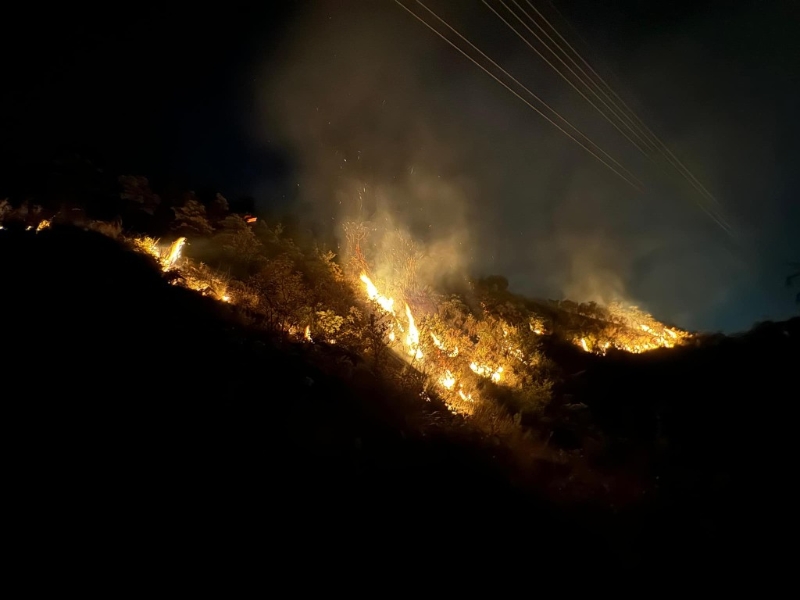 屯门九径山一带发生山火。 香港消防处Facebook图片 屯门九径山一带发生山火。 香港消防处Facebook图片