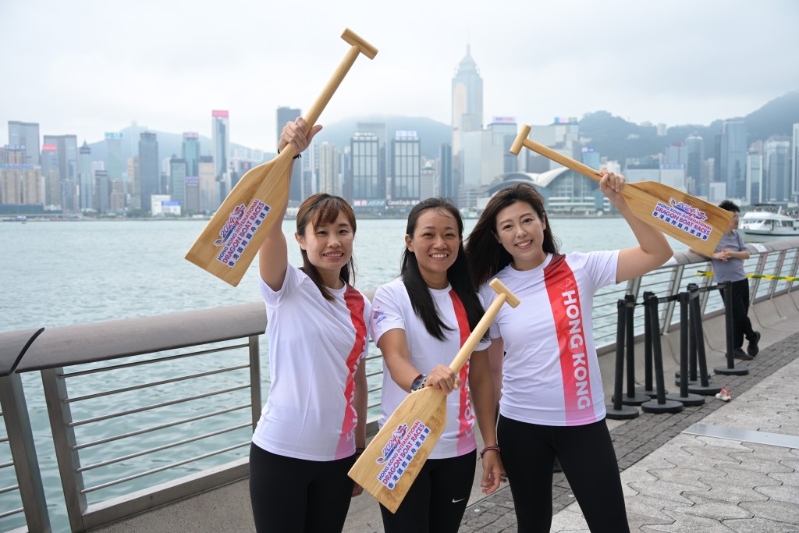 香港女子队“箭蜚龙”成员（左起）：梁家琪、谭梓慧、孔倩婷。