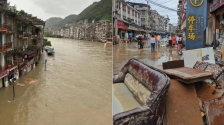 贵州暴雨︱㵲阳河洪峰465.5米创新高，镇远古镇被淹