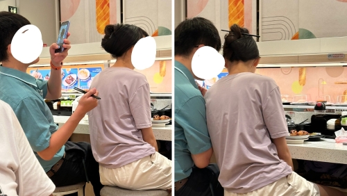 恶搞争鲜,情侣食寿司筷子当发簪插头上,还拍照炫耀被轰恶心。 恶搞争鲜,情侣食寿司筷子当发簪插头上,还拍照炫耀被轰恶心。