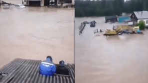 俄罗斯中部暴雨致水坝决堤，数村庄紧急疏散数十人，居民屋顶待救