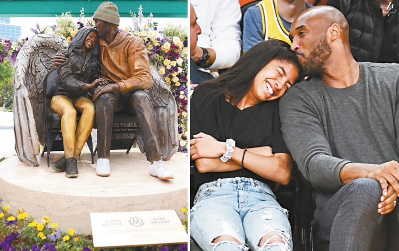 纪念科比父女新铜像揭幕 纪念科比父女新铜像揭幕