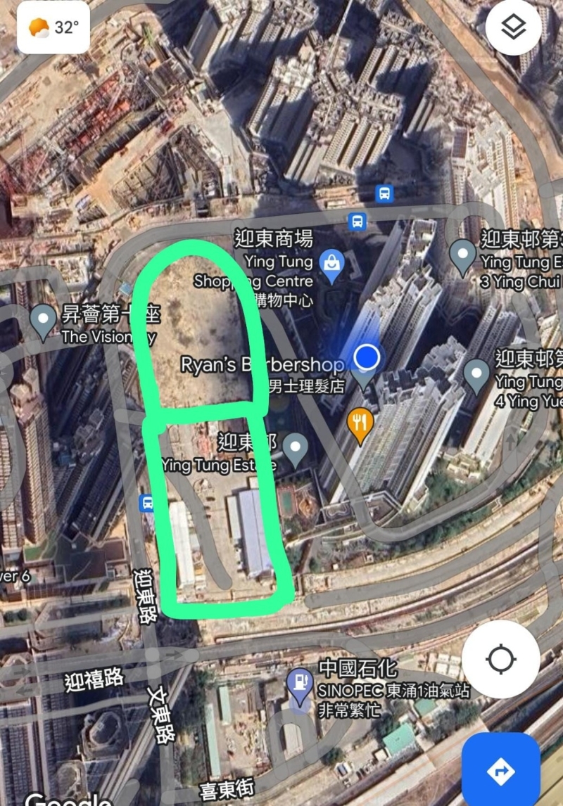 迎东邨旁两幅土地预留予教育局兴建学校（地图绿圈范围）。