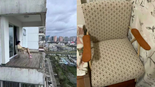 初中女生淡定坐18楼“无边”阳台 初中女生淡定坐18楼“无边”阳台