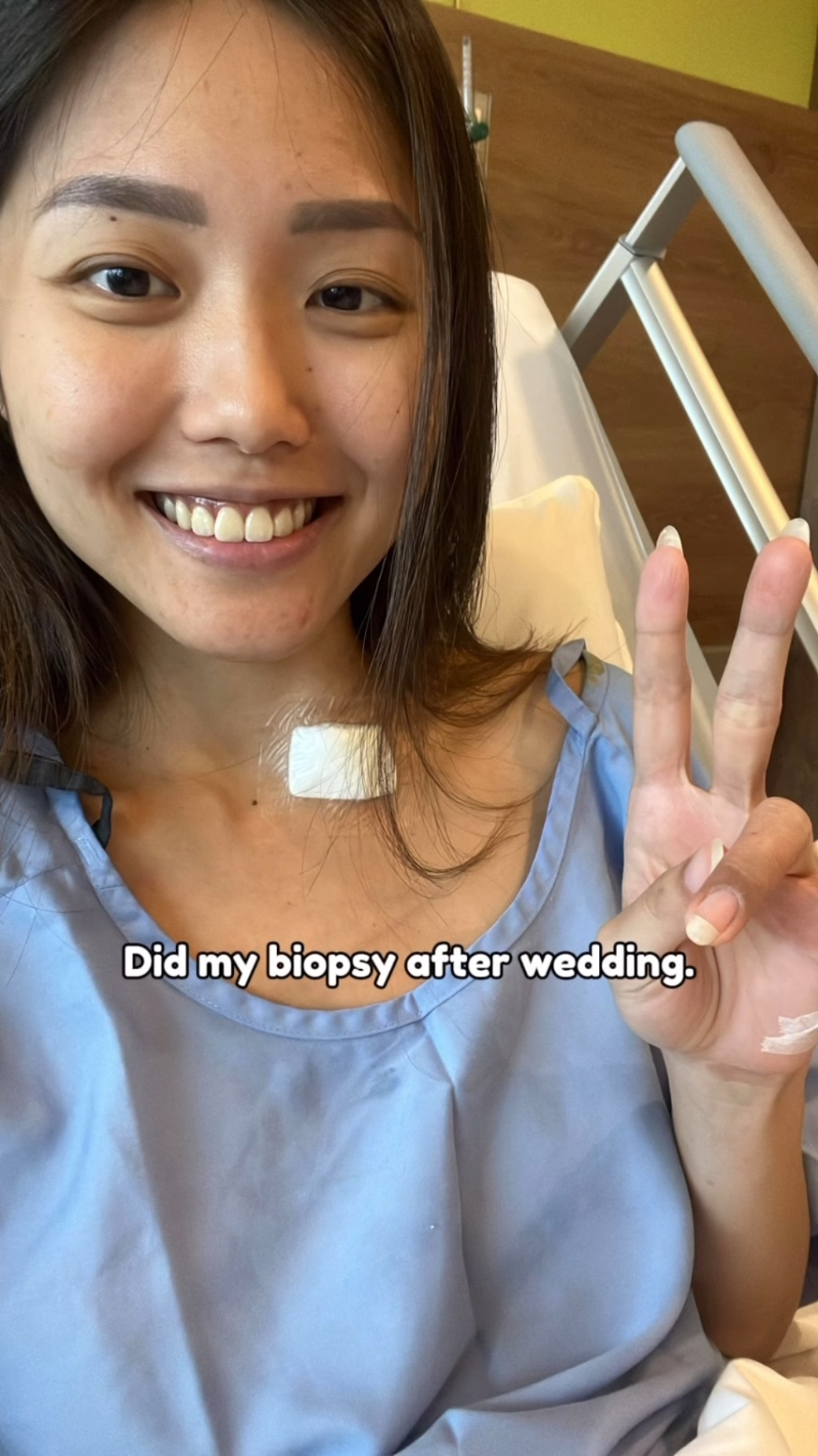 医生在她婚前已曾初步检查指,其颈上肿块有95%的可能性是癌症。 医生在她婚前已曾初步检查指,其颈上肿块有95%的可能性是癌症。