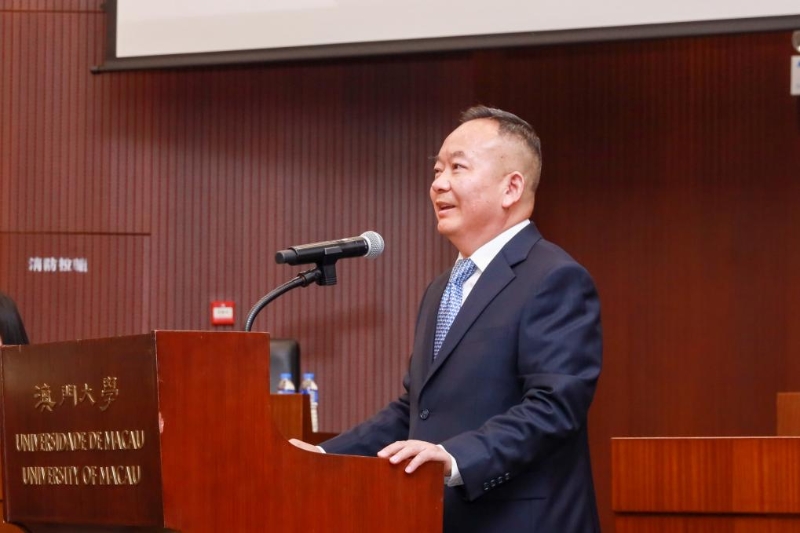 10月21日,澳门政发局局长张作文在论坛上发言。新华社发 10月21日,澳门政发局局长张作文在论坛上发言。新华社发