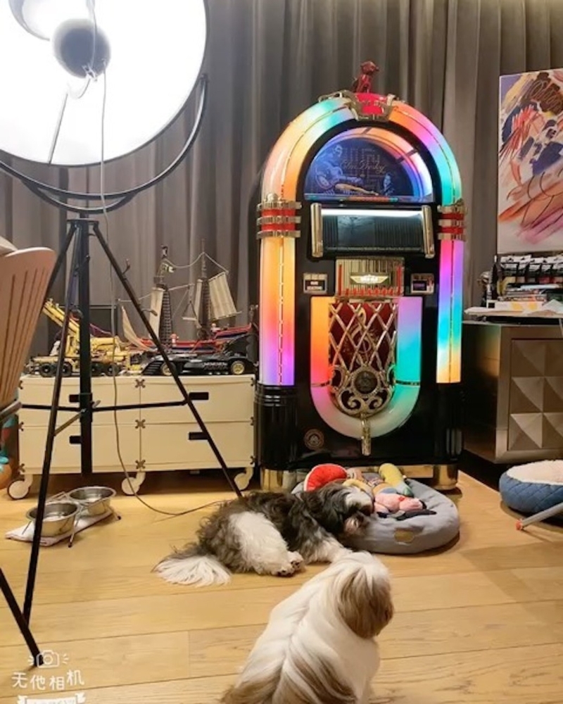 别墅内怀旧点唱机,玩味十足。 别墅内怀旧点唱机,玩味十足。