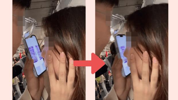 男子先以手机屏幕,不断横扫女友的鼻。 男子先以手机屏幕,不断横扫女友的鼻。