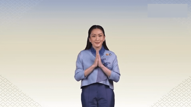 佩通坦利用AI“讲中文”,盼中国游客恢复游泰信心。(影片截图) 佩通坦利用AI“讲中文”,盼中国游客恢复游泰信心。(影片截图)