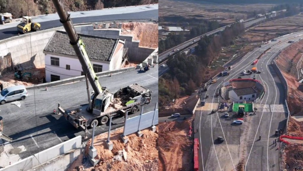 江西“最强钉子户”因马路施工出现“被困”情况。 江西“最强钉子户”因马路施工出现“被困”情况。