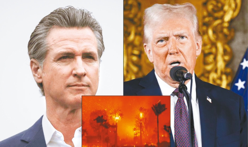 特朗普视察南加州。 特朗普视察南加州。