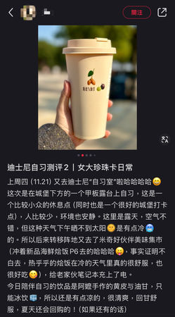 不少网民分享在迪士尼自习心得。小红书 不少网民分享在迪士尼自习心得。小红书