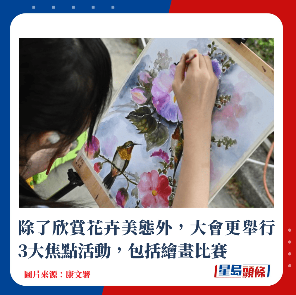 除了欣赏花卉美态外,大会更举行3大焦点活动,包括绘画比赛 除了欣赏花卉美态外,大会更举行3大焦点活动,包括绘画比赛