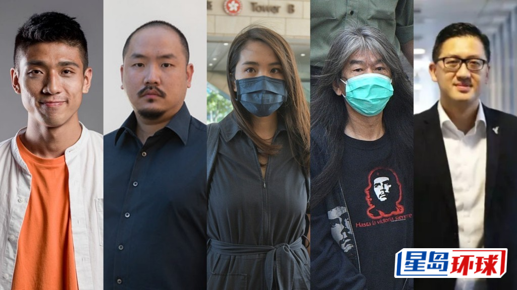 由左至右:邹家成、吴政亨、何桂蓝、梁国雄及林卓廷 由左至右:邹家成、吴政亨、何桂蓝、梁国雄及林卓廷