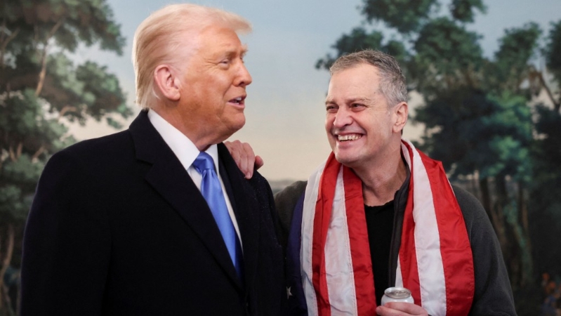 特朗普在白宫办活动,欢迎福格尔(Marc Fogel)回国。 路透社 特朗普在白宫办活动,欢迎福格尔(Marc Fogel)回国。 路透社