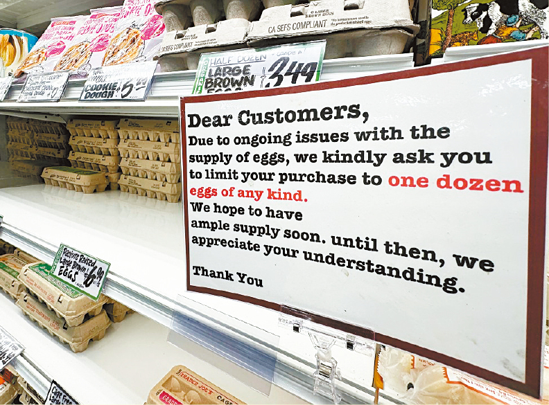 美国鸡蛋价格高涨。 美国鸡蛋价格高涨。