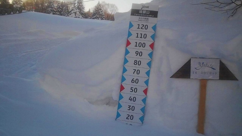 烧额山2月21日的积雪情况。 烧额山2月21日的积雪情况。