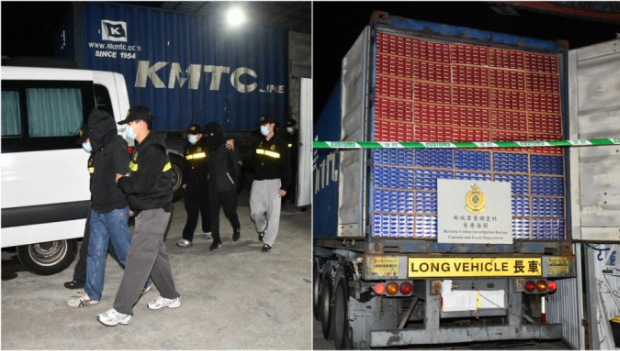 海关截韩国抵港私烟货柜 海关截韩国抵港私烟货柜