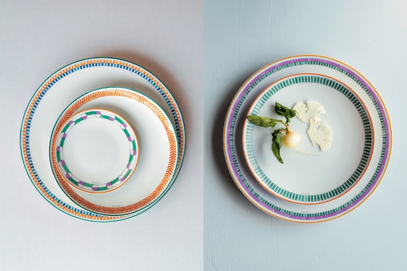 Hermes en contrepoint系列餐碟色彩丰富,可拼凑出个人风格。 Hermes en contrepoint系列餐碟色彩丰富,可拼凑出个人风格。