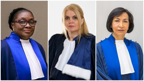 主审法官尤利娅(中),法官雷娜(左)和法官玛丽亚(右) 主审法官尤利娅(中),法官雷娜(左)和法官玛丽亚(右)