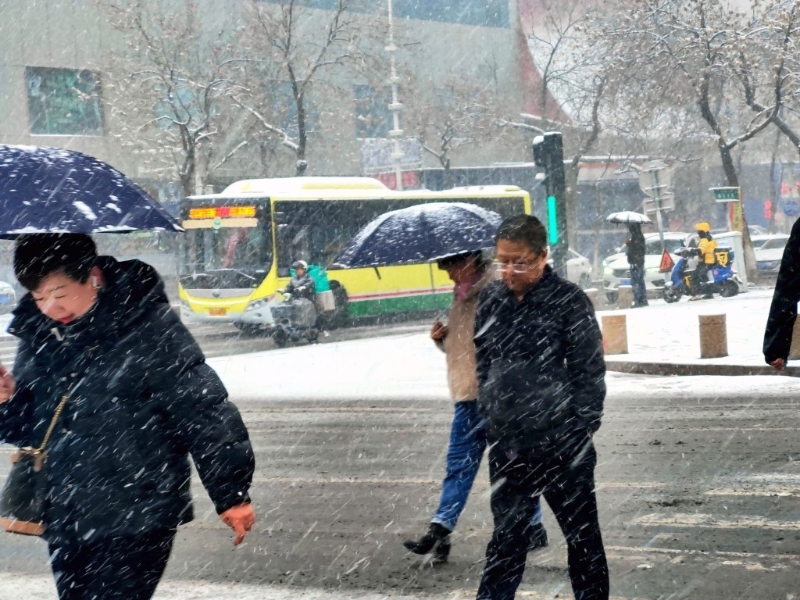 新疆乌鲁木齐24日出现春雪。 中新社 新疆乌鲁木齐24日出现春雪。 中新社