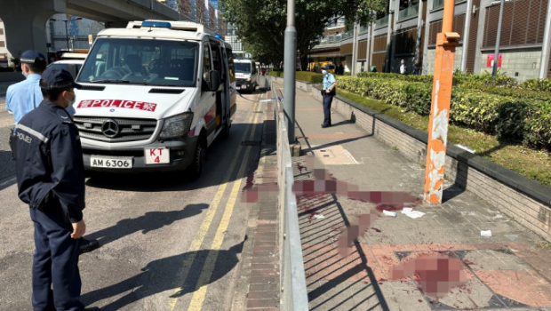 巴籍刀手Khan Faizan Ali承认前年1月持刀斩伤事主后逃去,现场流下大滩血迹。 巴籍刀手Khan Faizan Ali承认前年1月持刀斩伤事主后逃去,现场流下大滩血迹。