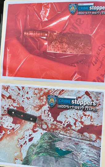 警方在6日展示嫌犯作案凶器。 警方在6日展示嫌犯作案凶器。