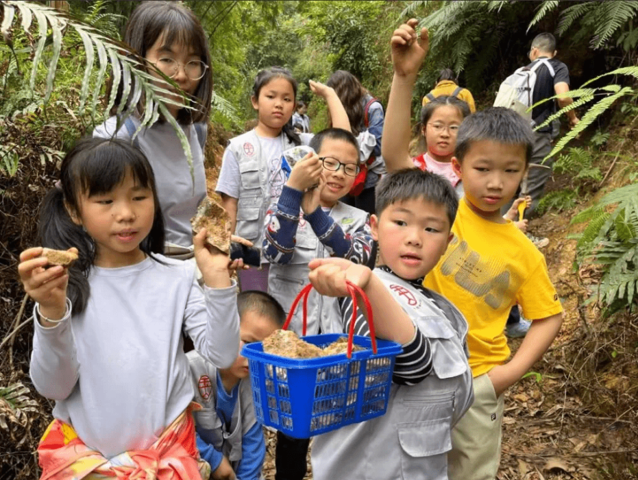 小朋友在戶外挖掘水晶。易研易行微信公眾號