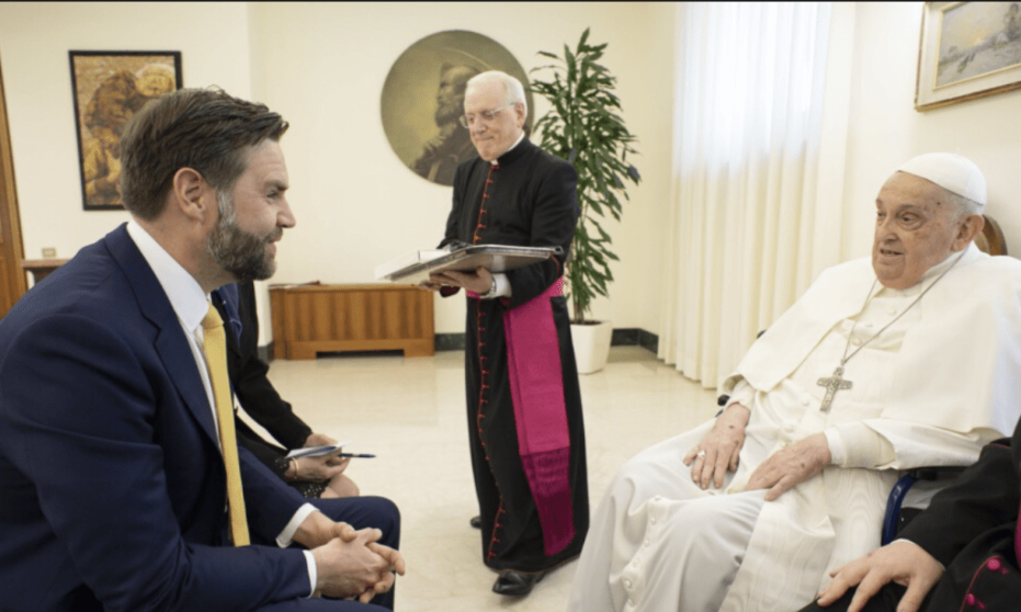 教宗方济各离世前一天接见了美国副总统万斯。美联社 教宗方济各离世前一天接见了美国副总统万斯。美联社