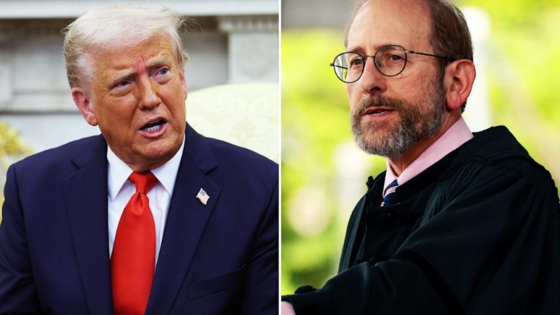 哈佛大学校长加伯(右)不满特朗普干涉校政。 哈佛大学校长加伯(右)不满特朗普干涉校政。