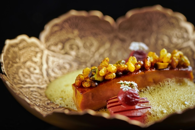 Foie Gras with Smoked Lentils and Vadouvan Curry Foam Foie Gras with Smoked Lentils and Vadouvan Curry Foam