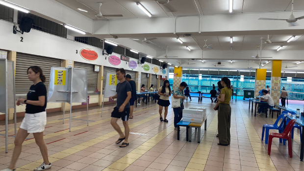 图为新加坡当地投票站。 图为新加坡当地投票站。