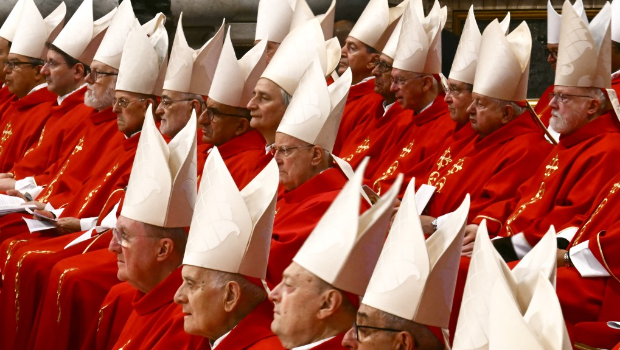 2025年5月1日,枢机主教们出席追思弥撒。 2025年5月1日,枢机主教们出席追思弥撒。