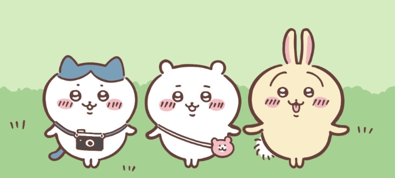 Chiikawa故事围绕着Chiikawa(小可爱,中)与朋友Hachiware(小八猫,左)及Usagi(兔兔)的日常生活。 Chiikawa故事围绕着Chiikawa(小可爱,中)与朋友Hachiware(小八猫,左)及Usagi(兔兔)的日常生活。